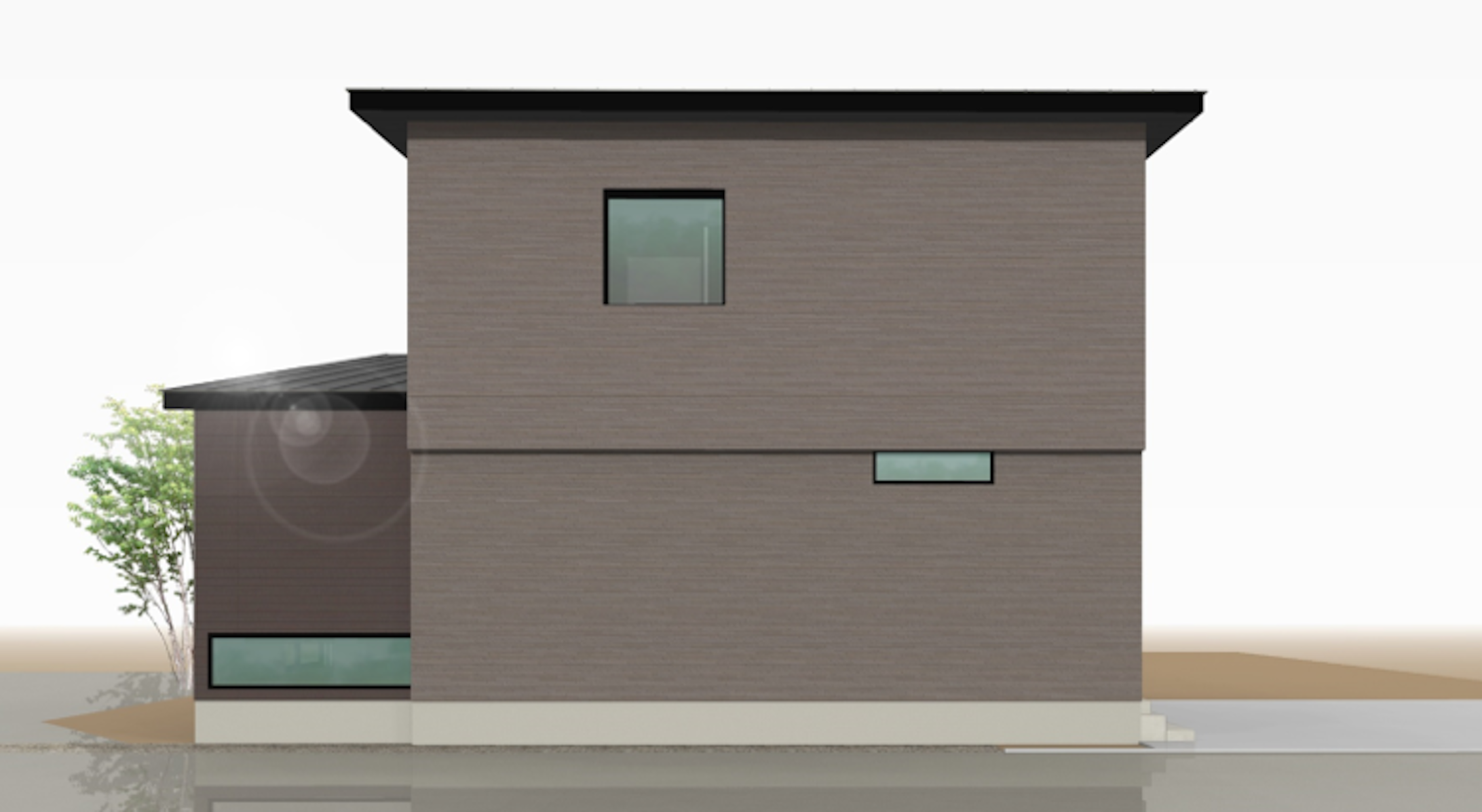 グレージュでまとめた外観※外観パースはイメージです。