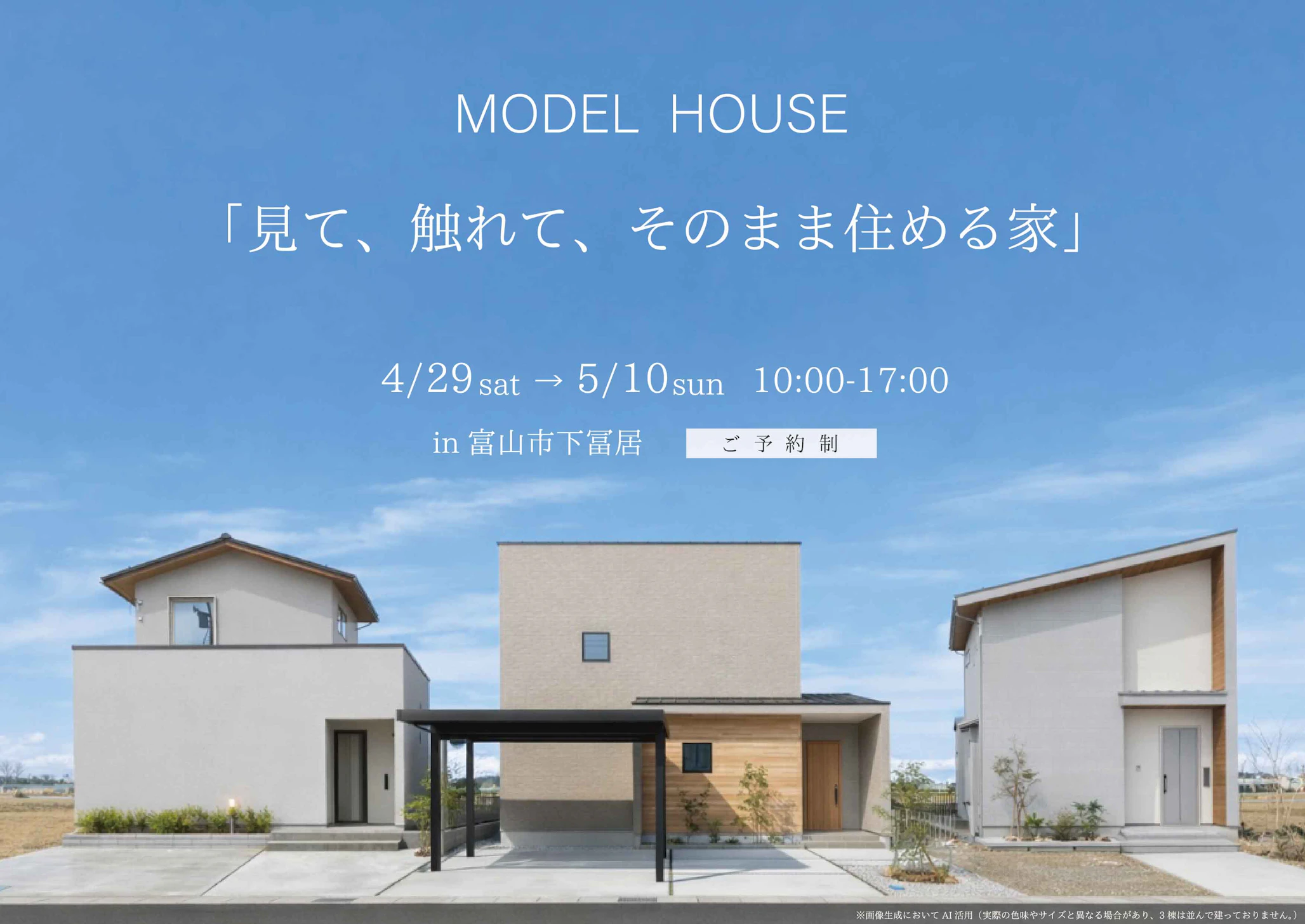 ※画像生成においてAI活用（実際の色味と異なる場合があり、3棟は並んで建っておりません）