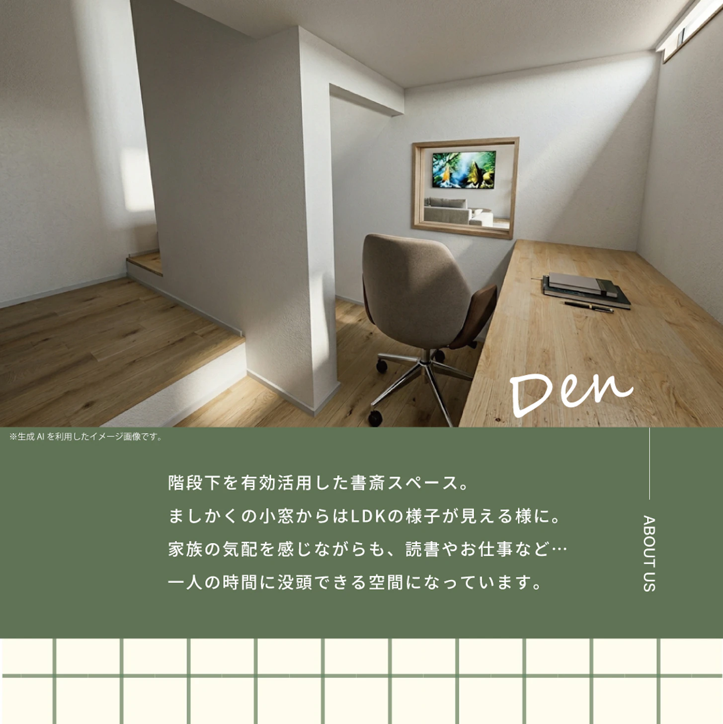 ほどよいこもり感のある書斎スペース