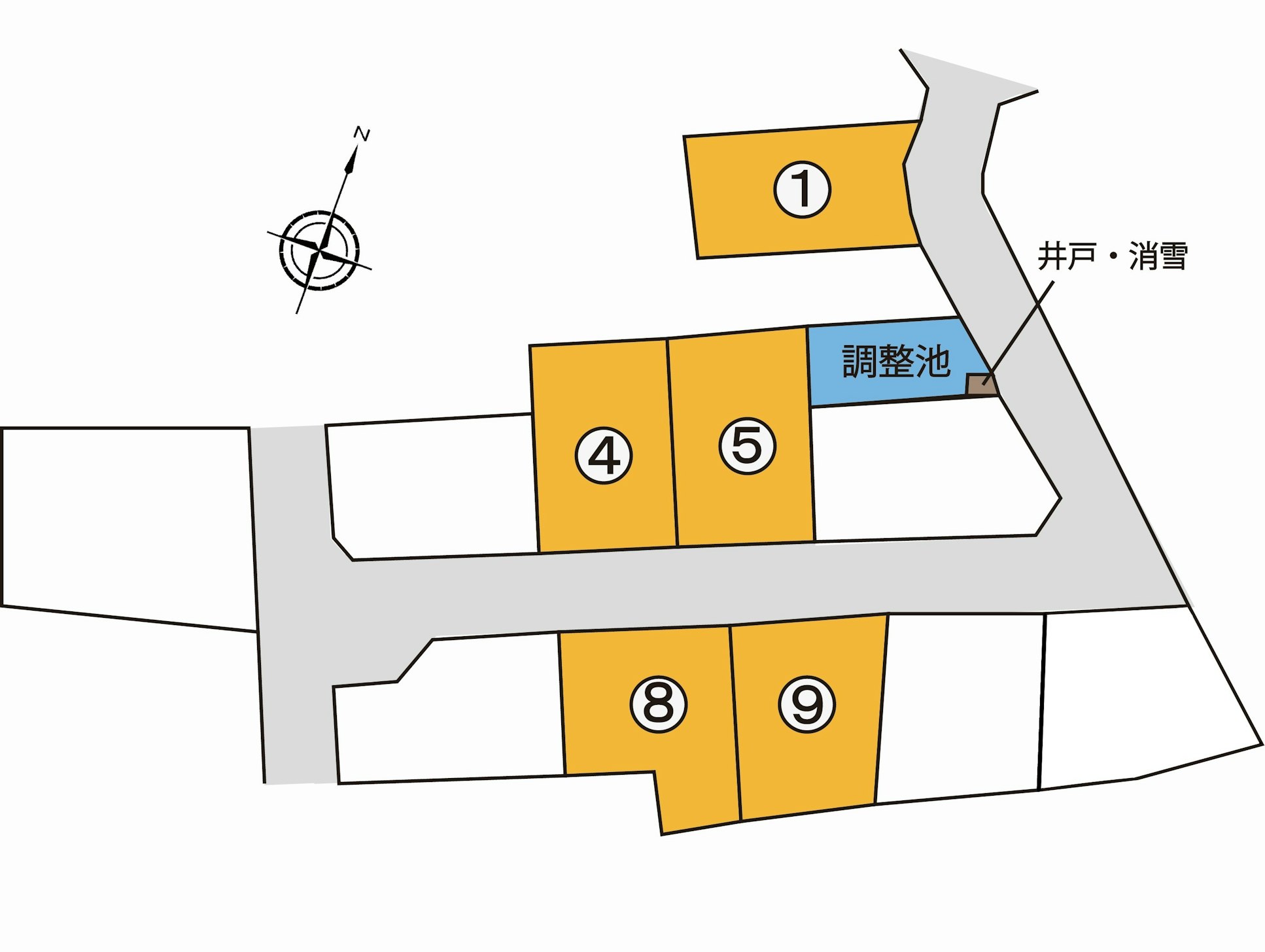 現地区画図　※９号地…建築条件なし