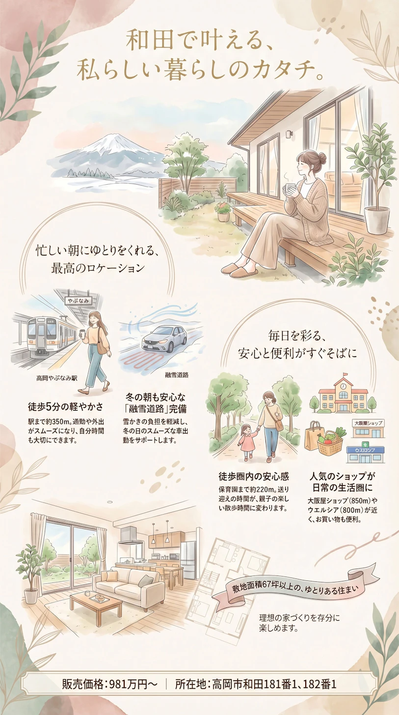 高岡市和田3区画【平屋に最適！】建築条件付き