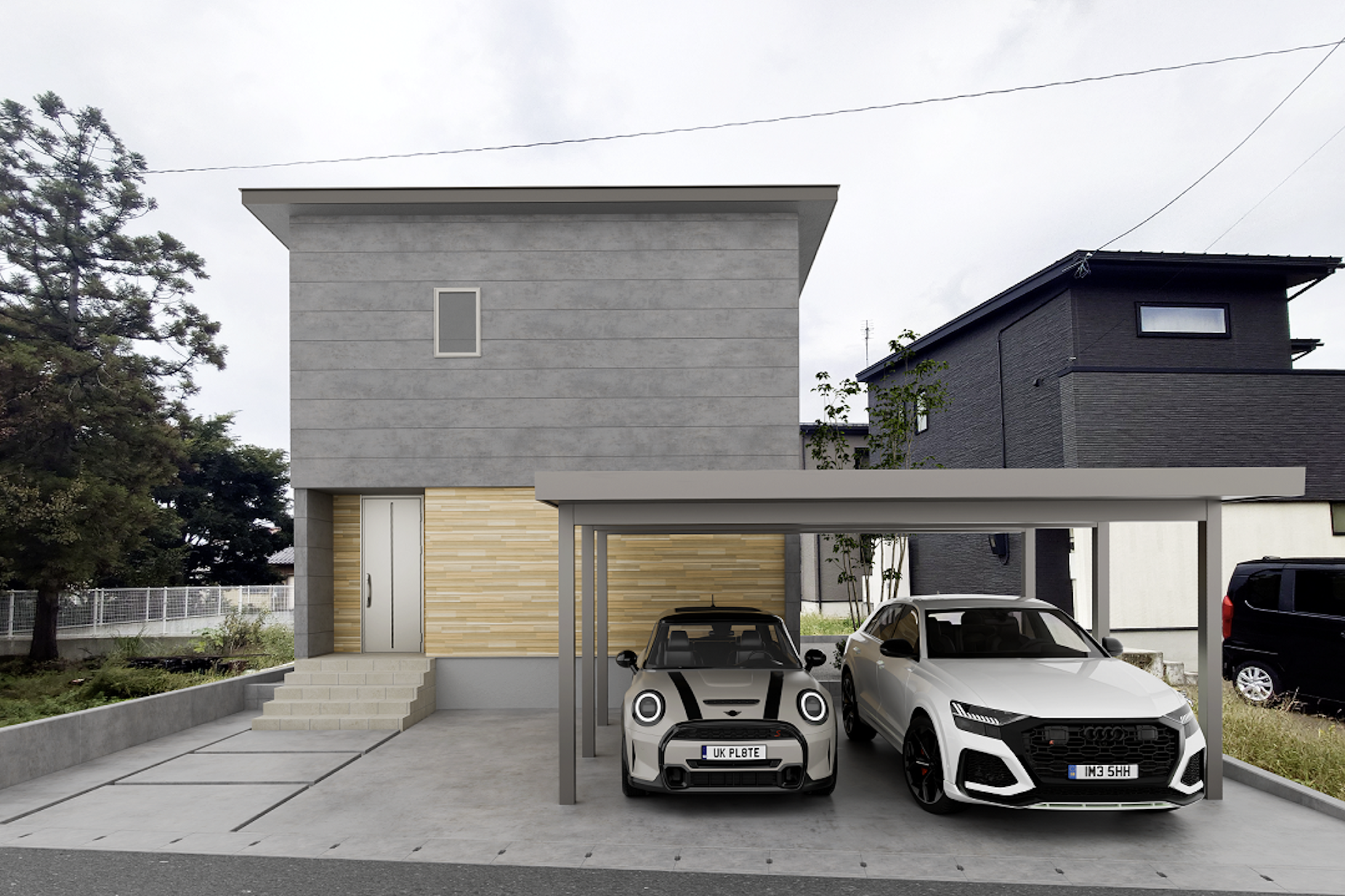 ※外観パースイメージと実際の背景を合成したCGビジュアル