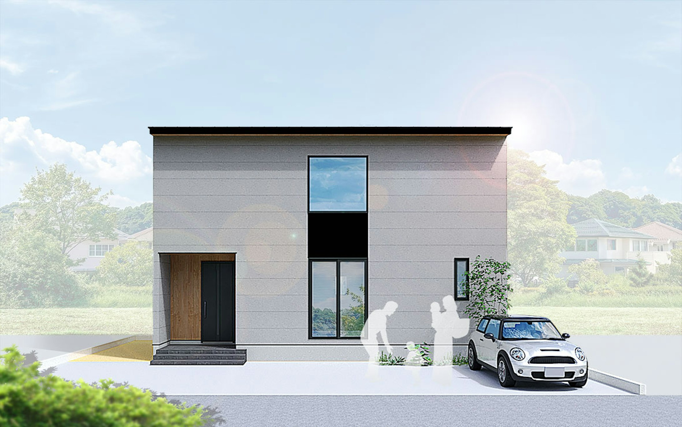 【Ａ棟】グレーを基調とした外壁に木目調のアクセントが映える重厚感のある外観デザインです。